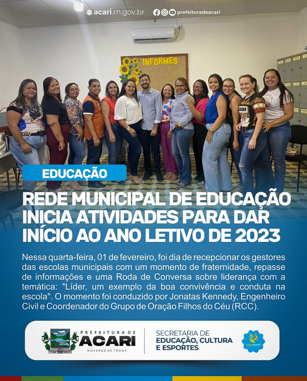 REDE MUNICIPAL DE EDUCAÇÃO INICIA ATIVIDADES PARA O ANO LETIVO 2023